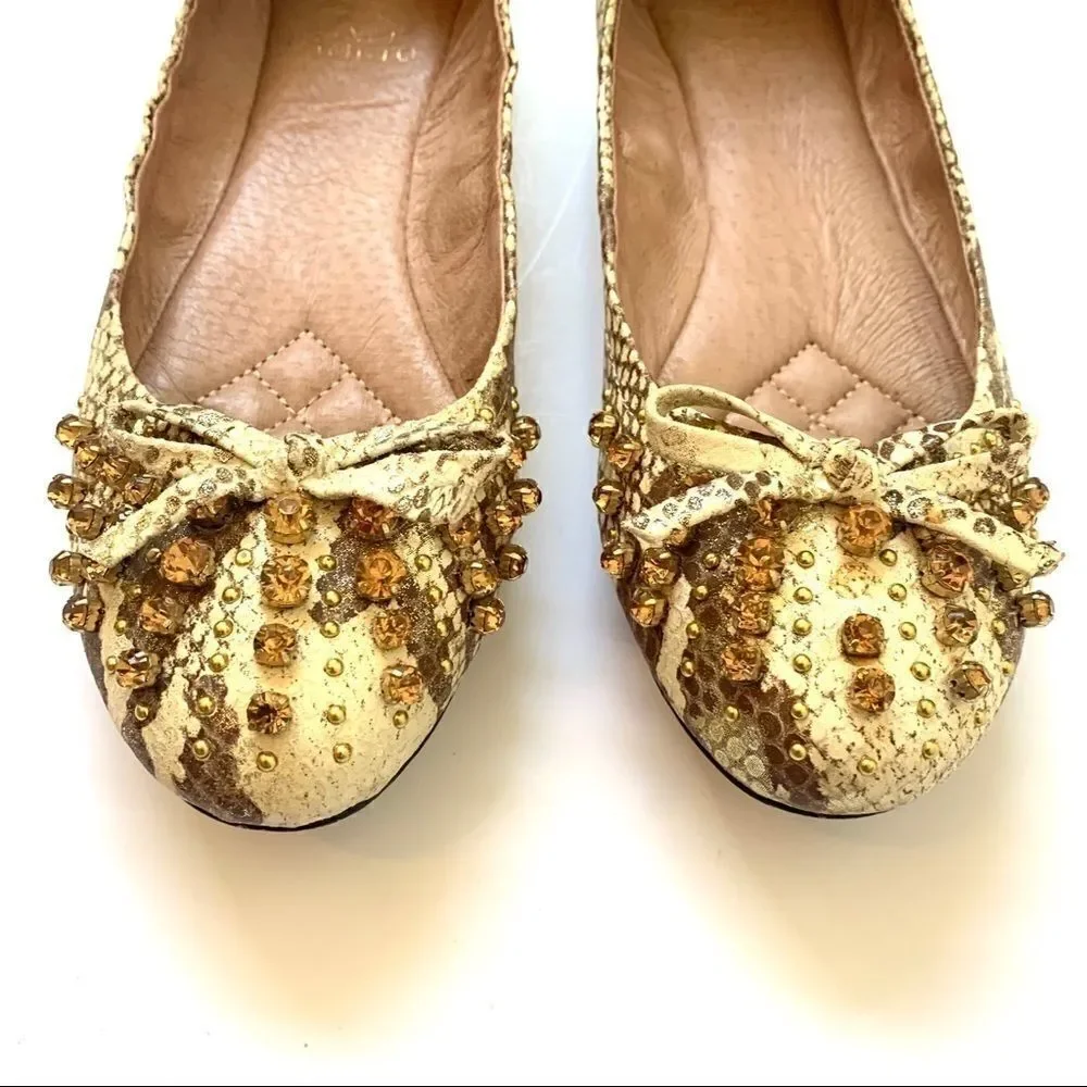 Vince Camuto Snakeskin Rhinestone Embellished Flat